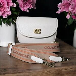 * Coach "Willow" crossbody bag in polished pebble leather in the color Chalk